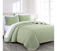 Chezmoi Collection Austin 3-Piece Bedspread Set, Microfiber, Sage, Queen