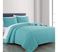Chezmoi Collection Austin 3-Piece Bedspread Set, Microfiber, Turquoise, King