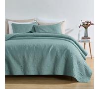 Chezmoi Collection Austin 3-Piece Oversized Bedspread Coverlet Set King,Blue, 118 by 106-Inch, Microfiber