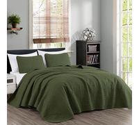 Chezmoi Collection Austin 3-Piece Oversized Bedspread Coverlet Set (King, Cypress Green)