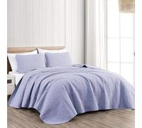 Chezmoi Collection Austin 3-Piece Oversized Bedspread Coverlet Set (Queen, Lavender)