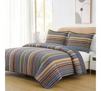 Chezmoi Collection Avery Color Quilt Set, Cotton, Multi, Green, Queen