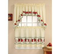 CHF Red Delicious Country Apples 3-Piece Window Curtain Tier Set, Ivory, 56-Inch X 36-Inch Multi