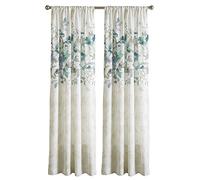CHF Watercolor Floral Curtain Panel, 84", Aqua