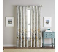 CHF Watercolor Floral Print Flip Over Rod Pocket Single Curtain Panel, 84", Gold