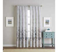CHF Watercolor Floral Print Flip Over Rod Pocket Single Curtain Panel, 84", Natural