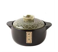 Chfkun Ceramic Black Casserole Clay Pot with Lid, Japanese Donabe Ceramic Hot Pot, Stew Pot Kitchen Cooking, Heat-Resistant Stockpot for Home, for Dinner and Party