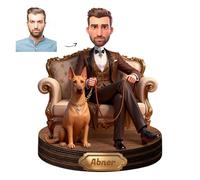 CHFUDN Personalized Cartoon Photo Figurine Desktop Decoration, Custom Photo 2D Effect Cartoon Style Desk Decor for Anniversary, Birthday, Christmas, for Office Study Livingroom (Duke)