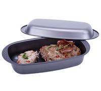 CHG 9942 Roasting Pan with Lid Non-Stick, Metallic Charcoal, 37 x 20 x 7 cm Anth