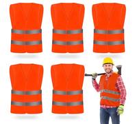 CHGANG 5 Pack Hi Vis Vests for Men Women, High Visibility Reflective Safety Vest, Waistcoats Jacket for Outdoor Running Walking Motor Bicycle Drivers (Orange)