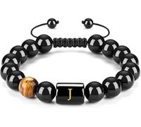 CHGAUOPN Bracelets,bracelet, bracelets for women Men Natural Tiger Eye Stone Initial Bracelet Handmade(E)(Large)