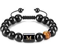 CHGAUOPN Bracelets,bracelet, bracelets for women Men Natural Tiger Eye Stone Initial Bracelet Handmade Anxiety(Large)