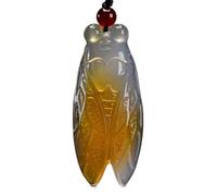 CHGAUOPN Jade Pendant Necklaces, Natural Chalcedony Cicada Pendant Necklace Lucky Amulet Lovers Jade for Men Women