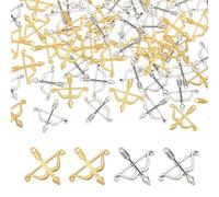 CHGCRAFT 100 Pcs 2 Color Bow and Arrow Charms Pendants Archery Charms Tibetan Loop Vintage Charm Collection for Jewelry Making Charms Earring Necklace Bracelet Keychain DIY Crafting