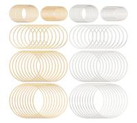 CHGCRAFT 100 Pcs 2 Color Open Bezel Charm Brass Hollow Frame Pendant Round Linking Rings Circle Charms for Resin Jewellery Making DIY Earring Keychain Necklace Kit