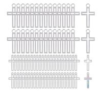 CHGCRAFT 100 Pcs 2 Style Cross Shape Open Back Bezel Pendants Hollow Frame Charms for DIY UV Resin DIY Jewelry Earring Making, Platinum