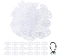 CHGCRAFT 100Pcs Clear Plastic Double Hole Elastic Cord Adjuster Cord Locks End Spring Toggle Stopper for Drawstrings Bags Shoelace Backpack Clothing