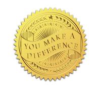 CHGCRAFT 100PCS Gold Foil Certificates Stickers You Make A Difference Embossed Gold Foil Stickers Self Adhesive Embossed Seals Gold Stickers with Serrated Edge for Diplomas Awards Graduation Envelopes