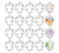 CHGCRAFT 100Pcs Maple Leaf Open Back Bezel Charms Pendants Zinc Alloy Pendants Bezel Blank Trays Geometric Hollow Frame Charms For DIY UV Resin Epoxy Resin Pressed Flower Jewelry Antique Silver