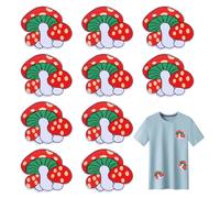 CHGCRAFT 10Pcs Mushroom with Polka dot Lovely Cartoon Sew Iron on Embroidered Applique Badge Sign Patch for Clothes, Red
