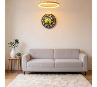 CHGCRAFT 12 Inch 3D Relief Lemon Pattern Round Wall Hanging Clock Battery Operated Silent Non Ticking, for Bedroom Living Room Kitchen Office Home Decor