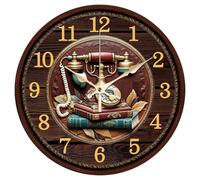 CHGCRAFT 12 Inch 3D Relief Telephone Pattern Round Wall Clock Battery Operated Silent Non Ticking Decorative Clock, for Bedroom Living Room Kitchen Office Home Decor