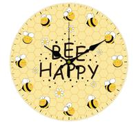 CHGCRAFT 12 Inch Beehive Daisies Pattern Round Wall Clock Battery Operated Silent Non Ticking, for Home Office Living Room Bedroom Bathroom Kitchen Decor
