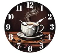 CHGCRAFT 12 Inch Double Colour Coffee Beans Pattern Round Wall Clock Battery Operated Silent Non Ticking, for Bedroom Living Room Kitchen Office Home Decor