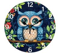 CHGCRAFT 12 Inch Owl Wall Clock Cartoon Owl en Wall Clock Silent Non Ticking Silent Modern Decorative for Home Living Room Kitchen Bedroom Office