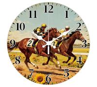 CHGCRAFT 12 Inch Racehorses Athletes Sunflowers Pattern Round Wall Clock Silent Non Ticking, for Bedroom Living Room Kitchen Office Home Decor