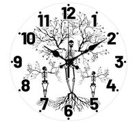CHGCRAFT 12 Inch Skull Tree Pattern Round Wall Hanging Clock Battery Operated Silent Non Ticking, for Bedroom Living Room Kitchen Office Home Decor