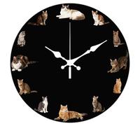 CHGCRAFT 12 Inch Various Orange Cats Poses Pattern Round Wall Clock Battery Operated Silent Non Ticking, for Bedroom Living Room Kitchen Office Home Decor