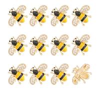 CHGCRAFT 12 Pcs Rhinestone Bee Brooches Pins Honeybee Brooch Pin Lapel Pins for Suit Shirt Collar Backpack Clothes Decorations Party Anniversary Accessories Gifts, Light Gold