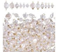 CHGCRAFT 120 Pcs 12 Style Pearl Charms for Jewelry Making ABS Plastic Pearl Bead Pendants Craft Pearls Link with Loops for Jewelry Necklace Bracelet Earring Making, 17.8~20.3 mm