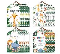 CHGCRAFT 120 Pcs 4 Styles Jungle Safari Gift Tags Wild Animals Paper Gift Tags with 30M String Love Hear Present Labels for Gift Wrapping Valentine's Day Party and Celebrations Decorations