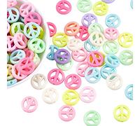 CHGCRAFT 120 Pcs Candy Colour Peace Sign Symbol Opaque Acrylic Spacer Beads, for DIY Rainbow Necklace Bracelet Earring Handmade Jewellery Making 0.63 Inch Diameter