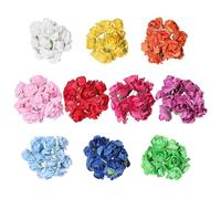 CHGCRAFT 120Pcs 10 Colors Artificial Paper Roses Flower Tiny Paper Mini Artificial Roses for Crafts Decoration Wedding DIY Crafts Party Supplies, 2.68x3.52x1.02inch