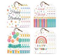 CHGCRAFT 120Pcs Gift Tags Happy Birthday Candles Balloon with String 3x2in Celebrate Paper Present Labels for Birthday Presents Wedding Invitations