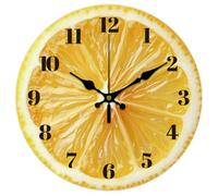 CHGCRAFT 12inch Lemon Pattern en Wall Clock Battery Operated Silent Non Ticking Round Decorative Clock for Office Home Living Room Bedroom Bathroom Kitchen Decor