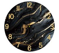 CHGCRAFT 12inch Marble Texture Pattern en Wall Clock Battery Operated Silent Non Ticking Round Decorative Clock for Office Home Living Room Bedroom Bathroom Kitchen Decor