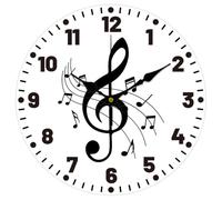 CHGCRAFT 12inch Music Notes Sheet Music en Wall Clock Battery Operated Silent Non Ticking Round Decorative Clock for Office Home Living Room Bedroom Bathroom Kitchen Decor, Musical Note