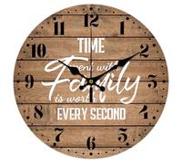 CHGCRAFT 12inch Time Spent with Family Wall Clock Vintage en Farmhouse Sentence Round for Living Room Kitchen Bedroom Office