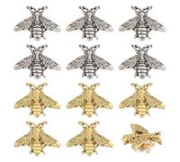 CHGCRAFT 12pcs 2 Colors Bees Alloy Lapel Pins Bee Brooch Pins for Backpack Clothes Decorations Party Anniversary Accessories Gifts, Silver and Golden, 0.8x1.1x0.1inch