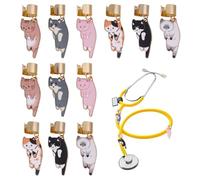 CHGCRAFT 12pcs 6 Styles Cat Stethoscope Charm Alloy Enamel Cat Stethoscope Pendant Decorations Cat Enamel Pendant Gift for Doctor Nurse Nursing Students Nursing Graduation, Mixed Color, 1.4inch