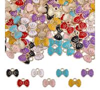 CHGCRAFT 140 Pcs 7 Colors Enamel Bowknot Charms Alloy Bow Charms Bowknot Pendant Charm for Bracelet Necklace Earring Jewelry Handcraft Making