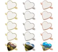 CHGCRAFT 15 Sets 3 Colors Heart Blank Sublimation Watch Charms Alloy Personalized Sublimation Watch charm Blank Set with Aluminum Sheet, 0.67 inch
