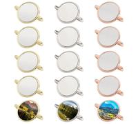 CHGCRAFT 15 Sets 3 Colors Round Blank Sublimation Watch Charms Alloy Personalized Sublimation Watch charm Blank Set with Aluminum Sheet, 0.61 inch
