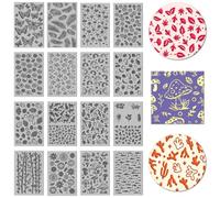 CHGCRAFT 16 Sheets 16 Styles Butterflies and Cats Polymer Clay Texture Mat Clay Modeling Mushrooms Dandelions Pad Leaves Fruits Texture Sheets for Polymer Making Earrings Jewerly Tools, 4×2.6 inch