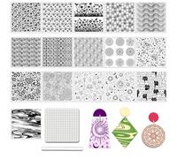 CHGCRAFT 16 Sheets 16 Styles Floral Patterns Polymer Clay Sheet Line Art Silicone Texture Stamp Zebra Clay Mat Modeling Pattern Pad Texture Sheets for Making Earrings Jewerly, 5.5x5.5 inch