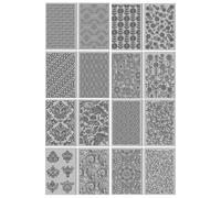 CHGCRAFT 16 Sheets Artistic Flowers Clay Texture Mat Geometric Pattern Polymer Clay Texture Sheets DIY Tools for Pottery Earring Jewelry Making Stamp Engraving Machines, 4x2.6inch